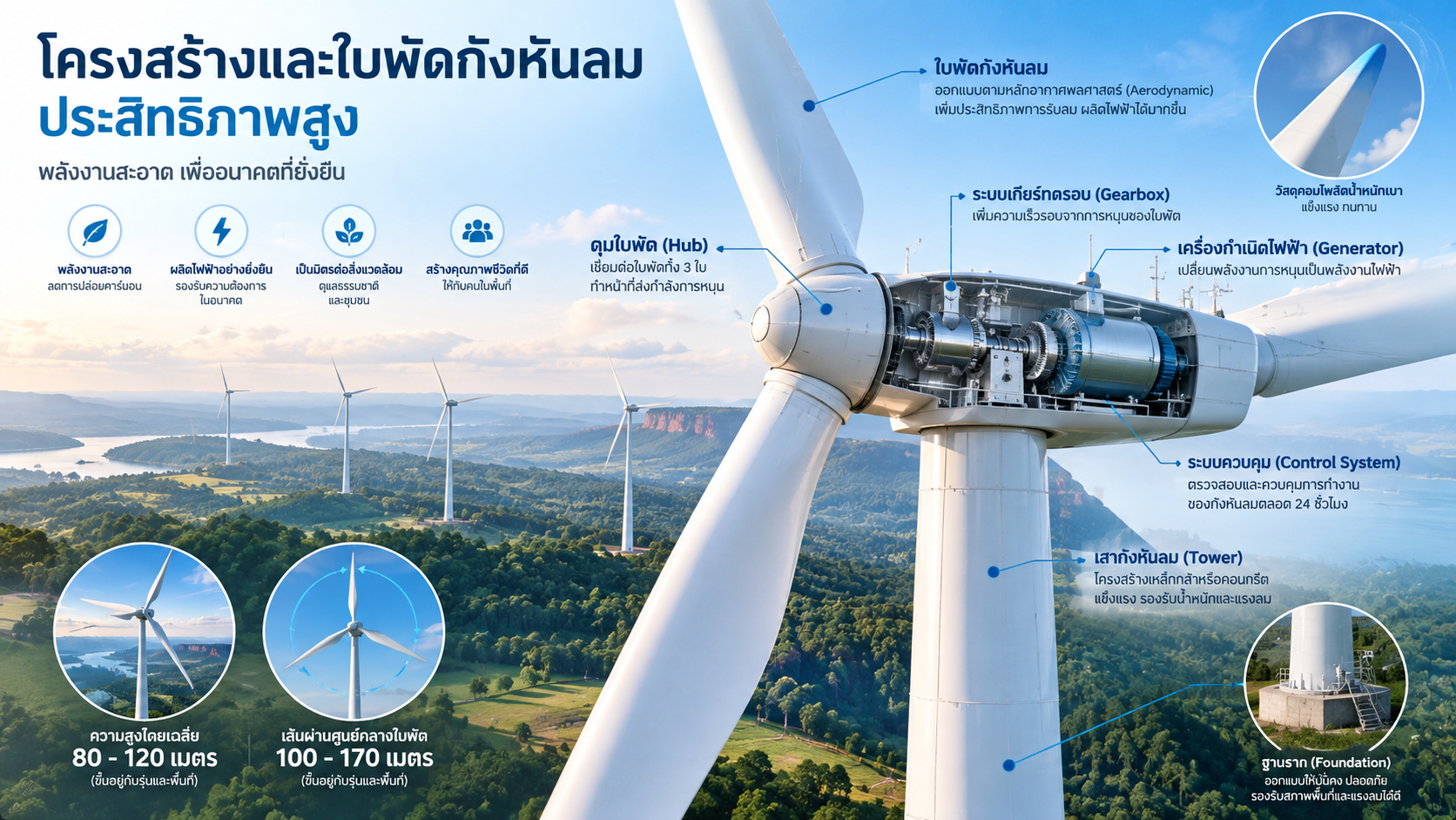 โครงสร้างและใบพัดกังหันลมประสิทธิภาพสูง